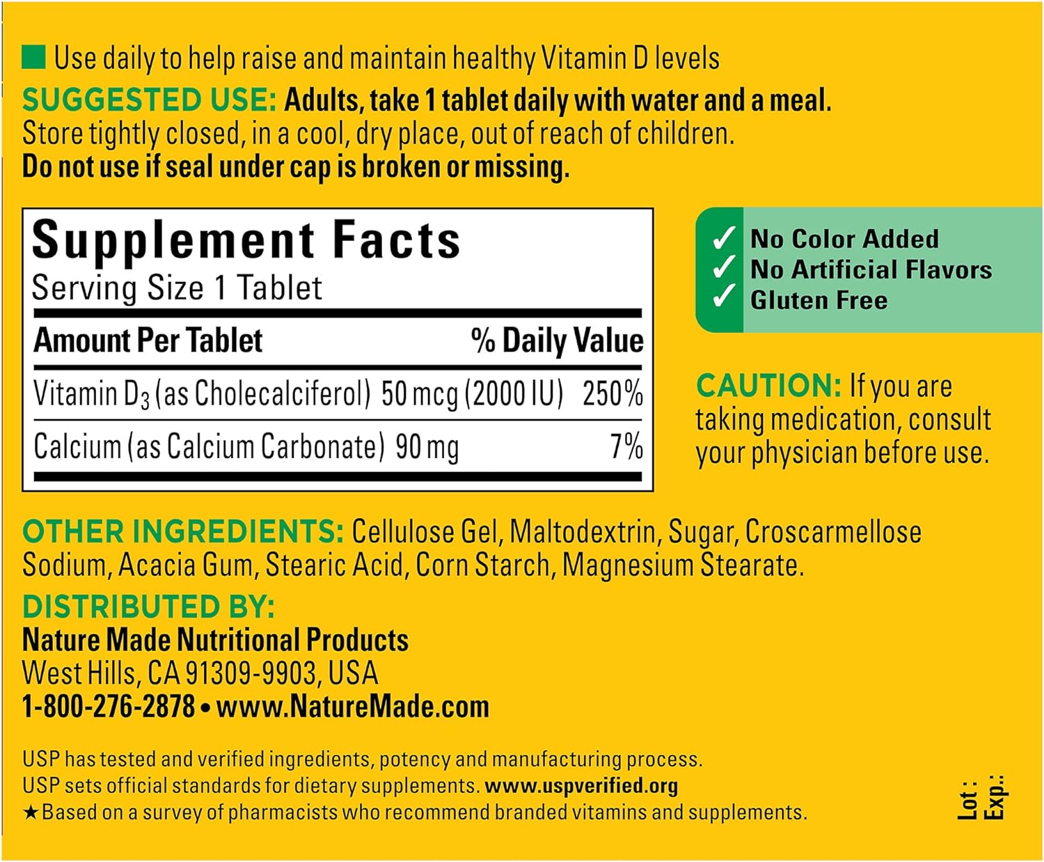 Nature Made Vitamin D3 2000 IU (50 mcg), Dietary Supplement for Bone, Teeth, Muscle and Immune Health Support, 400 Tablets, 400 Day Supply - Nirvana Guru