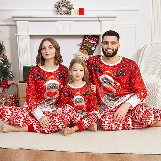 Matching Christmas Pajamas for Family Cute Printed Xmas Pajamas Set Holiday Family Sleepwear Sets for Womens Couples nirvanaguru