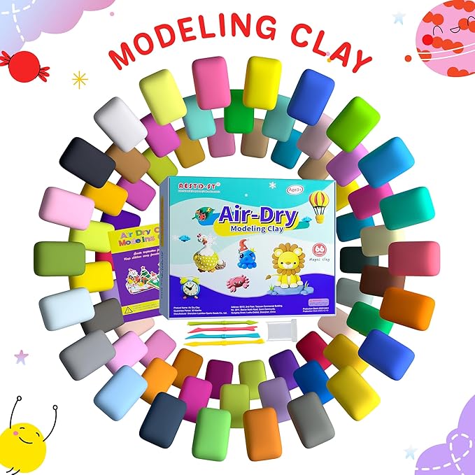 Air Dry Clay 66 Colors, Modeling Clay for Kids, DIY Model Magic Clay, Molding Clay Kit with Sculpting Tools, Non-Sticky Soft and Super Light, Arts and Crafts Gift for Boys Girls Kids nirvanaguru