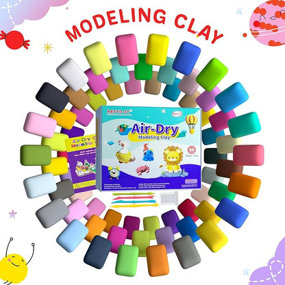 Air Dry Clay 66 Colors, Modeling Clay for Kids, DIY Model Magic Clay, Molding Clay Kit with Sculpting Tools, Non-Sticky Soft and Super Light, Arts and Crafts Gift for Boys Girls Kids nirvanaguru