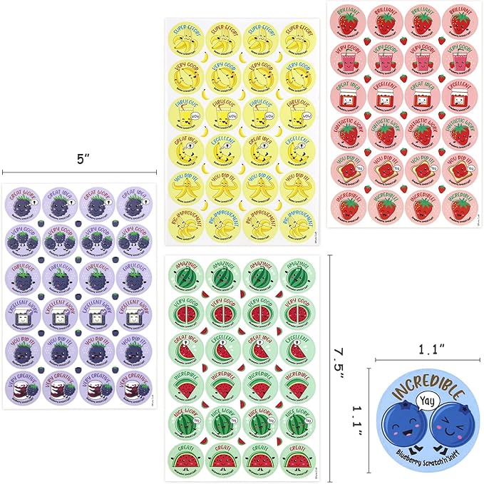 Scratch and Sniff Stickers, 864 Pieces Fruits and Foods Smelly Stickers, 12 Different Scents, 36 Sheets, Reward Motivate Stickers for Kids, Teachers, Parents, Crafts, Party Favor, Christmas Gift nirvanaguru