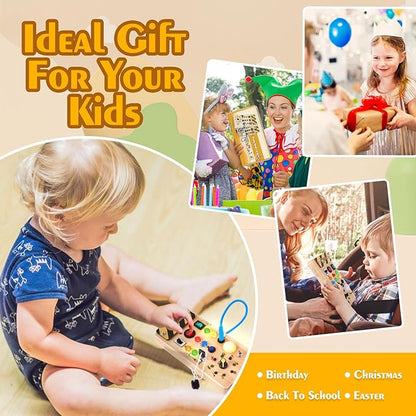 Montessori Wooden Busy Board with 8 LED Light switches, Sensory Toys Light Switch Travel Toys for 1+ Year Old Baby and Toddler nirvanaguru