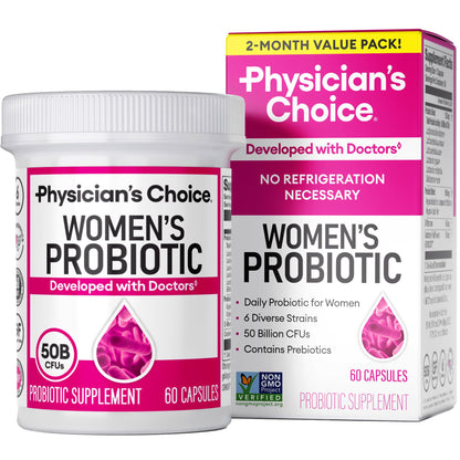 Physician's CHOICE Probiotics for Women - PH Balance, Digestive, UT, & Feminine Health - 50 Billion CFU - 6 Unique Strains for Her - Organic Prebiotics, Cranberry Extract+ - Women Probiotic - 30 CT