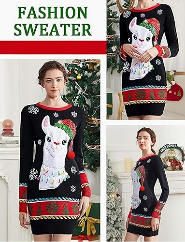 v28 Varied Ugly Christmas Sweater for Women Funny Reindeer Knit Sweaters Dress nirvanaguru