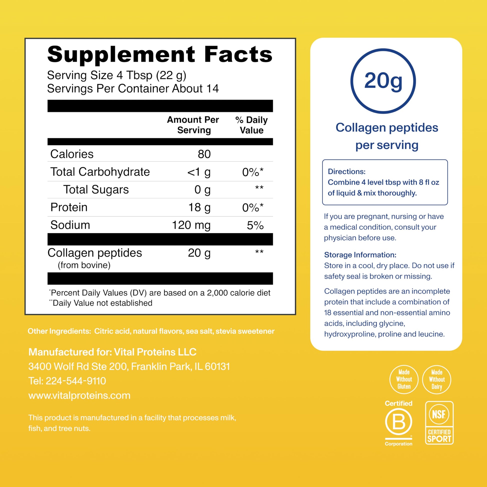 Vital Proteins Collagen Peptides Powder - Supports Hair, Nail, Skin, Bone & Joint Health, Unflavored, Collagen Protein 9.33 OZ - Nirvana Guru