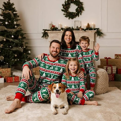 Feionusin Family Christmas Pajamas Matching Sets, Xmas Pjs Sets Holiday Sleepwear Matching Pajamas Long Sleeve Nightwear Set nirvanaguru