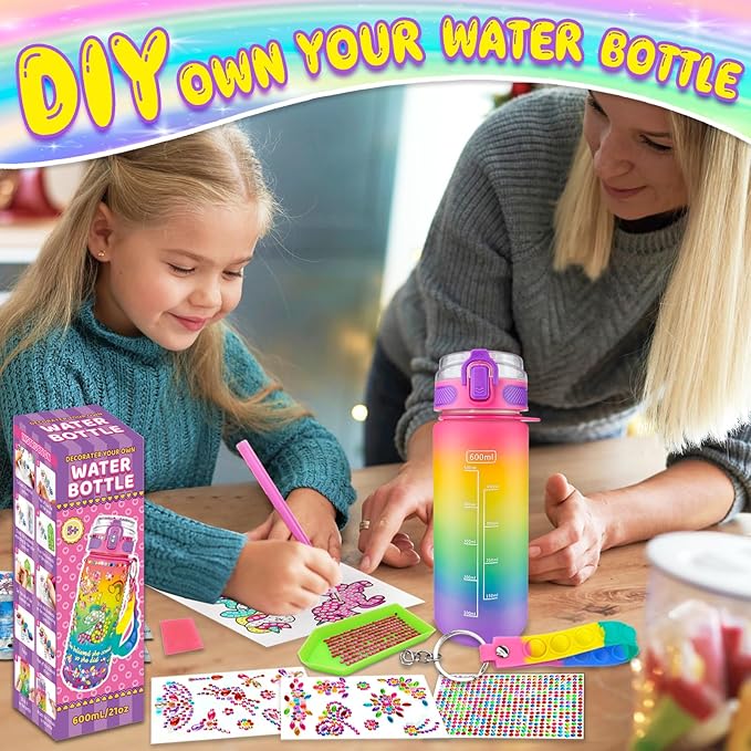 EDSPORTSHOUSE Decorate Your Own Water Bottle Kits for Girls Age 4-6-8-10,Unicorn Painting Crafts,Fun Arts and Crafts Gifts Toys for Girls Birthday Christmas(Unicorn) nirvanaguru