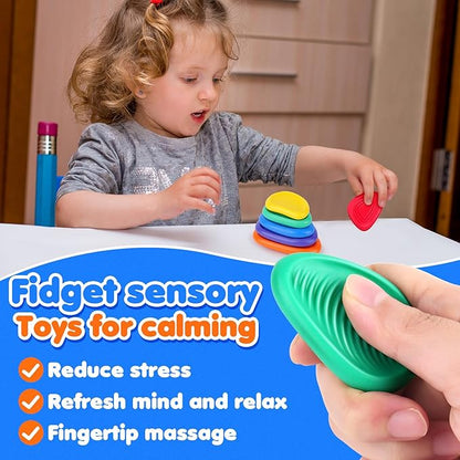 Fidget Toys Sensory Stone for Kids: 6 Pack Textured Soft Worry Stone for Autism Kids Calming - Fidget Stress Toys for Students Anxiety Relief - Small Prizes Fidget Toys nirvanaguru