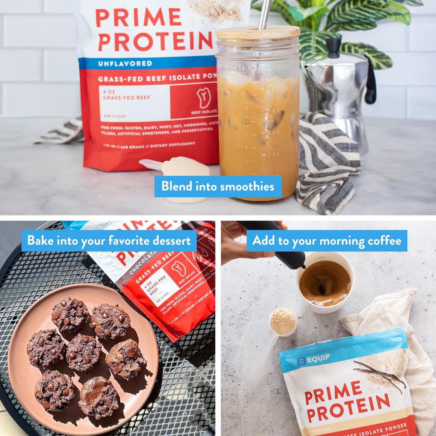 Equip Foods Prime Protein Powder | Clean, Grass Fed Beef Protein Isolate | Carnivore Protein Powder | Paleo, Keto Friendly | Gluten, Dairy Free | Helps Build & Repair Tissue | 30 Servings, Chocolate
