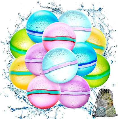 【12 Pack】Magnetic Reusable Water Balloons Fast Refillable for Kids Outdoor Activities, latex-free Kids Pool Beach Bath Toys, Self-Sealing Water Bomb Quick Fill for Summer Games (12) nirvanaguru