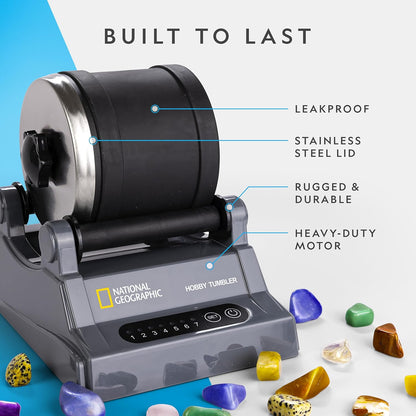 Blue Marble National Geographic Rock Tumbler Kit – Hobby Edition Includes Rough Gemstones, and 4 Polishing Grits, Great STEM Science Kit for Geology Enthusiasts, Rock Polisher for Kids and Adults Nirvana Guru