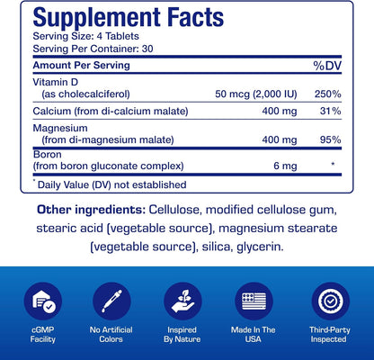 Calcium Magnesium D3 Bone Supplement for Women - Clinical Bone Strength Supplement with Magnesium Calcium Vitamin D3 & Boron Complex for Bone Maintenance - 120 Count Nutra Cal 1:1 Nirvana Guru