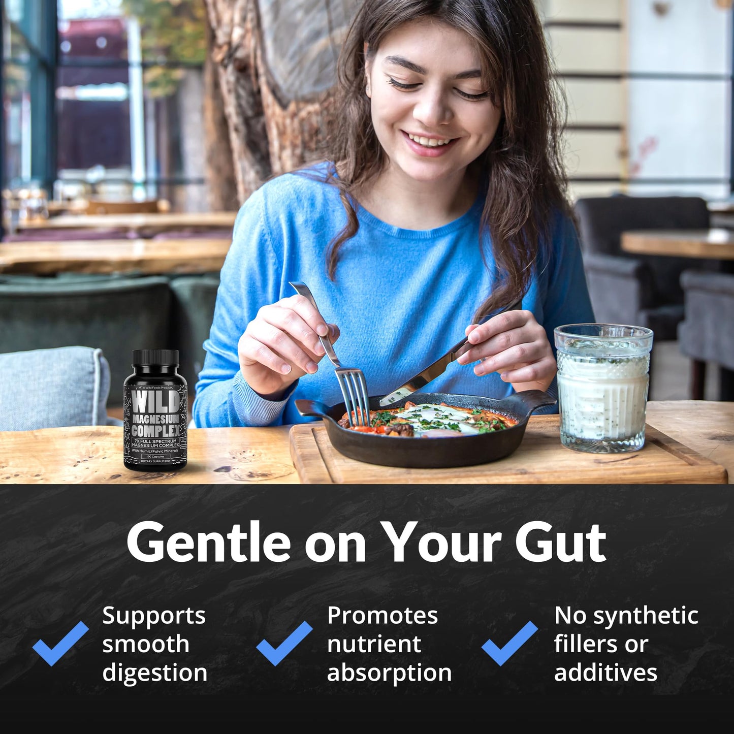 Wild Foods Magnesium Complex Supplement with 7X Forms, 90 Capsules | High Absorption, Full Spectrum, Easy Digestion | 500mg Glycinate, Bisglycinate, Malate, Orotate, Citrate, Taurate Nirvana Guru