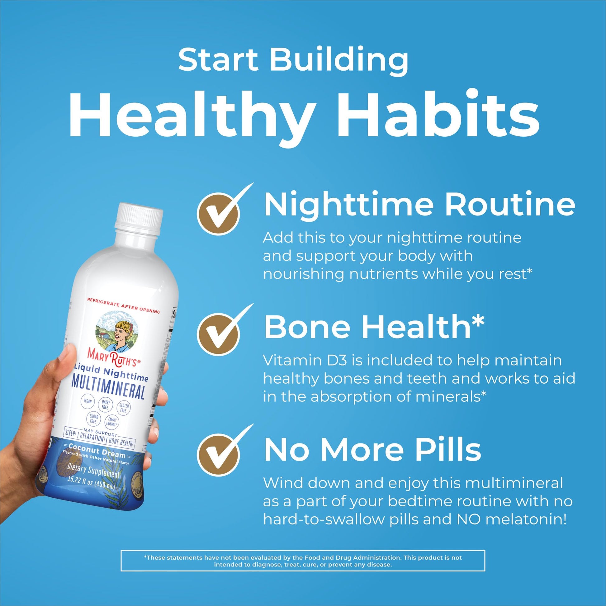 MaryRuth's Liquid Nighttime Multimineral | NO Melatonin | Bedtime Routine | Magnesium Citrate | Calcium | Zinc | Vitamin D3| Available in 4 Flavors | Vegan | Sugar Free | Gluten Free | 32 Oz - Nirvana Guru