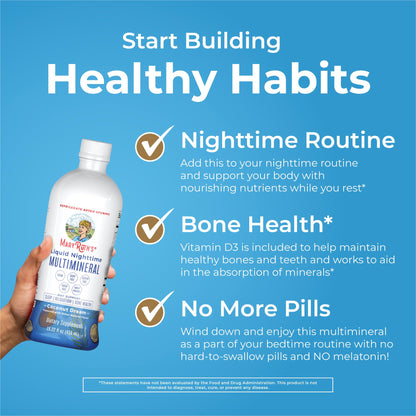 MaryRuth's Liquid Nighttime Multimineral | NO Melatonin | Bedtime Routine | Magnesium Citrate | Calcium | Zinc | Vitamin D3| Available in 4 Flavors | Vegan | Sugar Free | Gluten Free | 32 Oz - Nirvana Guru