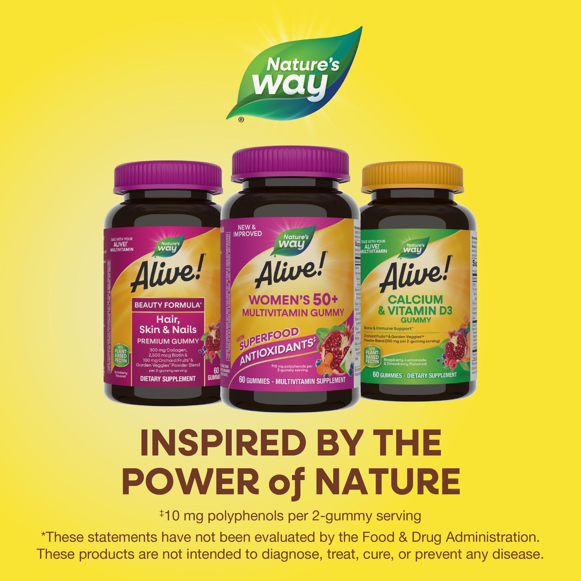 Nature's Way Alive Women’s 50+ Daily Gummy Multivitamins, Supports Multiple Body Systems*, Supports Healthy Heart, Brain & Bones,* B-Vitamins, Mixed Berry Flavored, 150 Gummies (Packaging May Vary) - Nirvana Guru