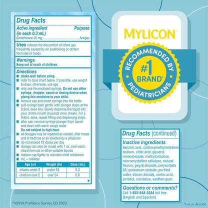 MYLICON Gas Relief Drops for Infants and Babies, Dye Free Formula, 1 Fluid Ounce (Updated Syringe) Nirvana Guru