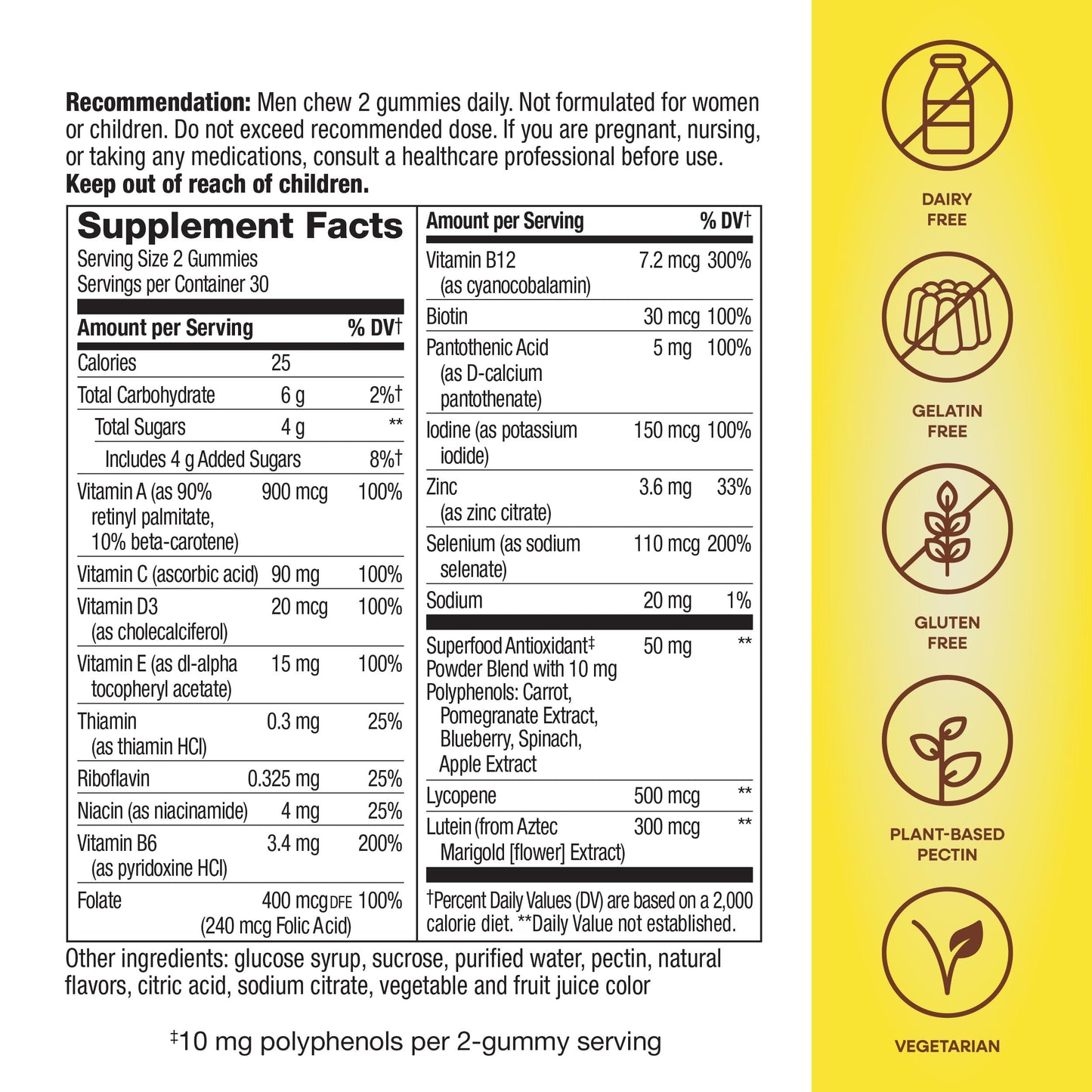 Nature's Way Alive! Men’s 50+ Daily Gummy Multivitamins, Supports Healthy Brain, Eyes, Heart*, B-Vitamins, Gluten-Free, Vegetarian, Fruit Flavored, 60 Gummies (Packaging May Vary) - Nirvana Guru