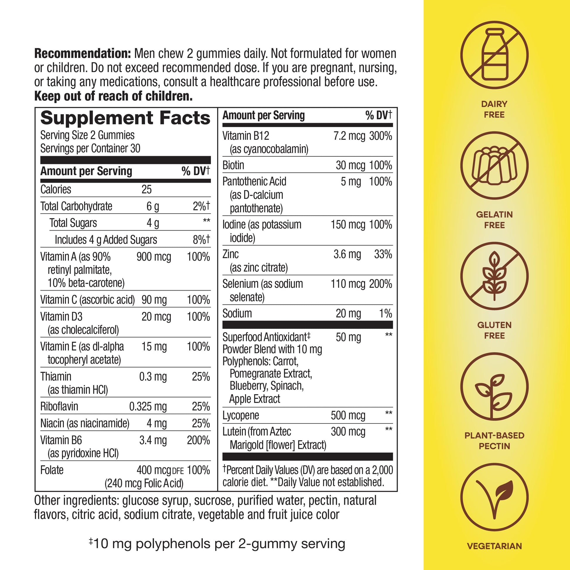 Nature's Way Alive! Men’s 50+ Daily Gummy Multivitamins, Supports Healthy Brain, Eyes, Heart*, B-Vitamins, Gluten-Free, Vegetarian, Fruit Flavored, 60 Gummies (Packaging May Vary) - Nirvana Guru