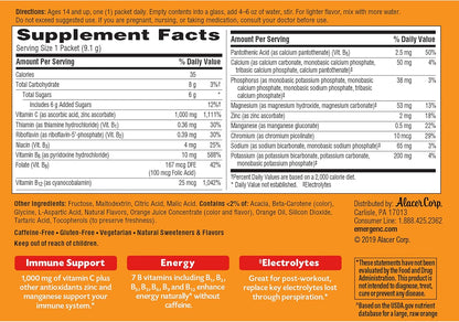 Emergen-C 1000mg Vitamin C Powder for Daily Immune Support Caffeine Free Vitamin C Supplements with Zinc and Manganese, B Vitamins and Electrolytes, Super Orange Flavor - 30 Count Nirvana Guru