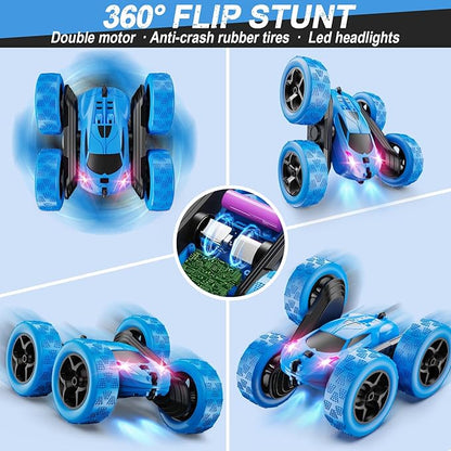 Remote Control Car, RC Cars Toys for Kids Ages 6-12, 4WD Stunt Car with LED Lights & 360° Flips, 2.4GHz, Upgraded USB-C Modular Batteries, 8-10 Year Old Boys Birthday Gift Nirvana Guru