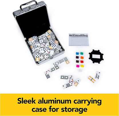 Spin Master Games, Mexican Train Dominoes Set in Aluminum Carry Case, Includes Colorful Trains for Fun-Filled Family Game Night, for Kids & Family, 2-8 Players, for Ages 8 & Up nirvanaguru