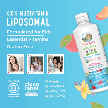 MaryRuth's Kids Multivitamin Liposomal | Vegan, Sugar-Free Vitamins for Kids | Ages 4+ | 2 Month Supply | 15.22 Fl Oz - Nirvana Guru