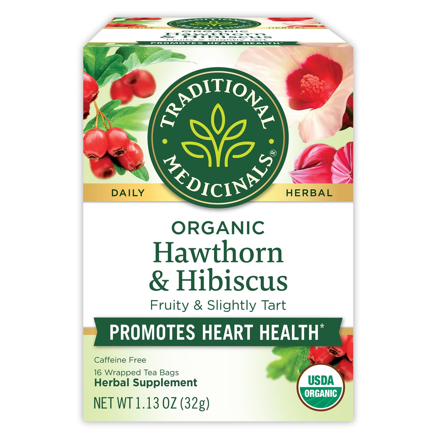 Traditional Medicinals - Organic Hibiscus Herbal Tea (6 Pack) - Supports Heart Health - 96 Tea Bags Total - Nirvana Guru