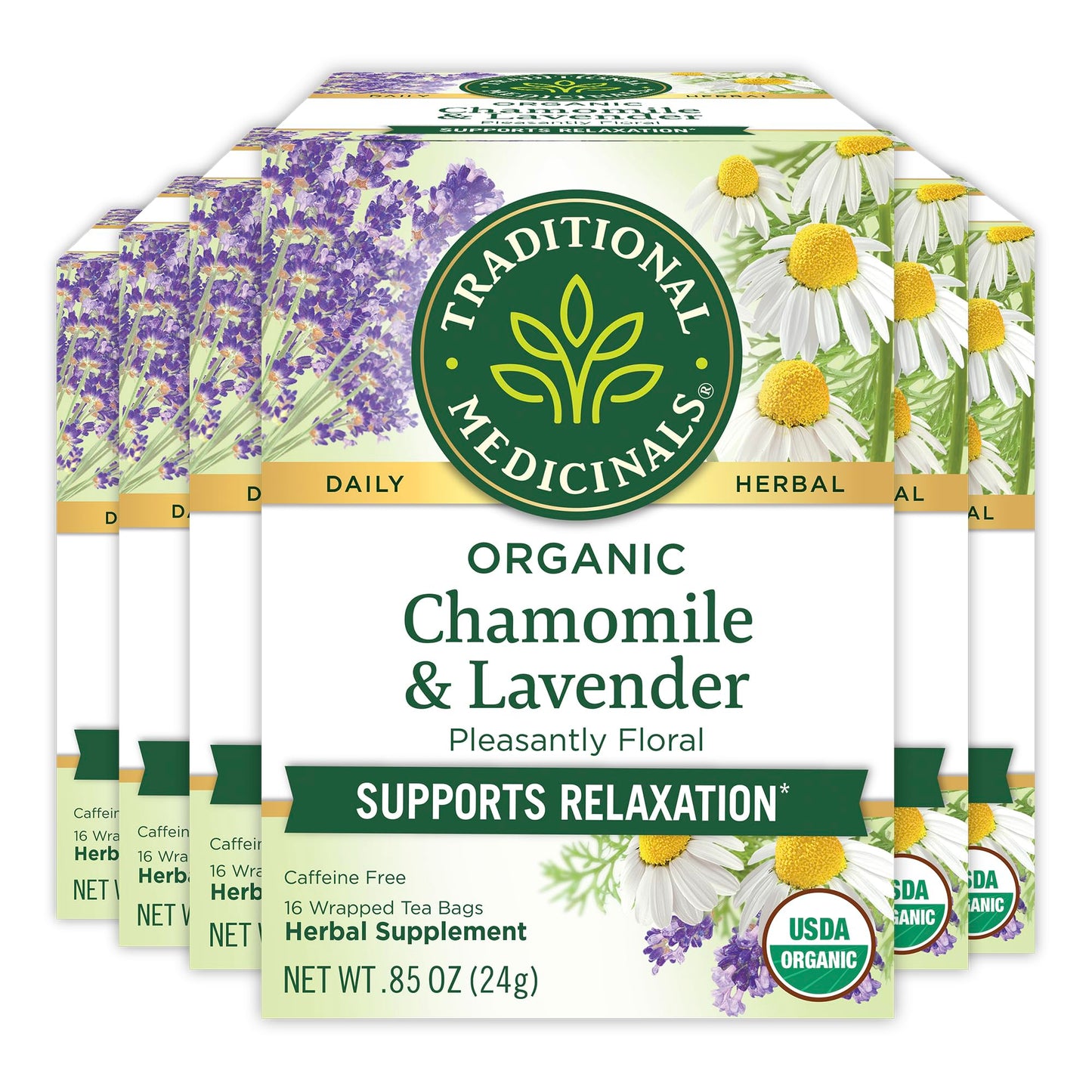 Traditional Medicinals Tea, Organic Chamomile, Calming, Calms Your Nerves, Supports Healthy Digestion, 96 Tea Bags (6 Pack) - Nirvana Guru