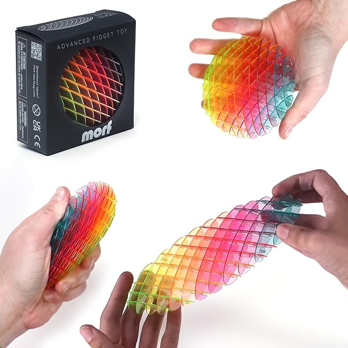 Morf Fidget Worm Toy - Desk Fidgets for Adults - Quiet Worm Fidget Toy Sensory Toys - Fun and Interactive Fidget Toy for Kids - USA Patent Pending Figgy Toys (Rainbow, Small) nirvanaguru