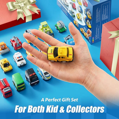 JOYIN 18 Pcs Pull Back City Cars and Trucks Toy Vehicles Set, Friction Powered Cars Toys for Toddlers, Boys, Girls’ Educational Play, Kids Stocking Stuffers, Treasure Box Gifts for Classroom nirvanaguru