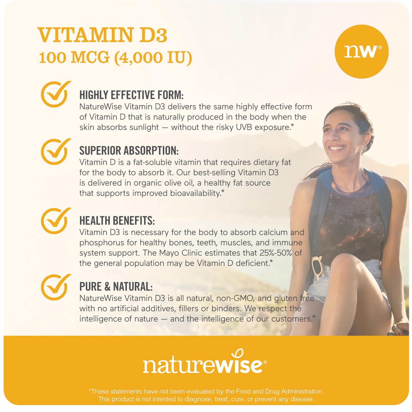 NatureWise Vitamin D3 5000iu (125 mcg) 1 Year Supply for Immune Support, Healthy Muscle Function, and Bone Health - Non-GMO, Gluten Free in Organic Extra Virgin Olive Oil, (Mini Softgel), 360 Count