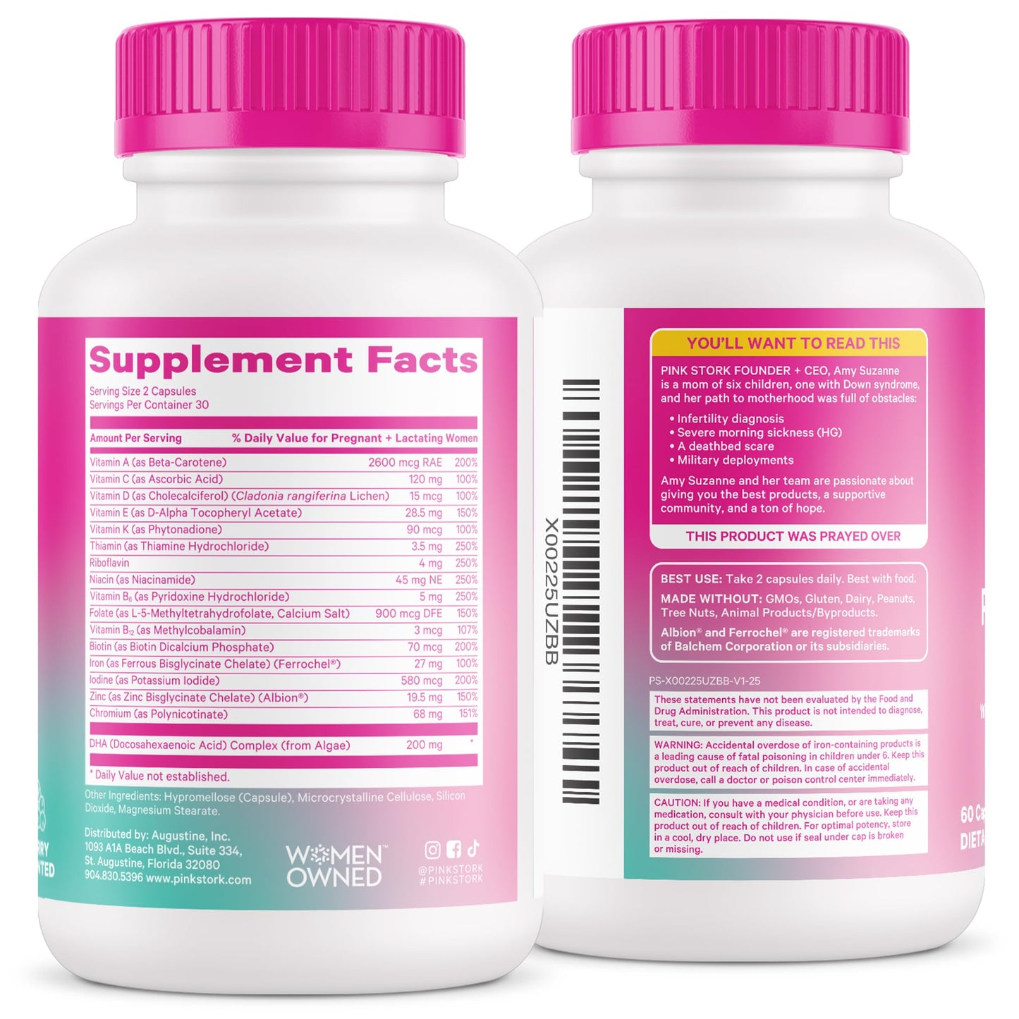 Pink Stork Total Postnatal Vitamins for Women with Vegan DHA, Iron, Folate, and Vitamin B12, Postpartum Recovery Essentials, Daily Supplement for Breastfeeding Moms - 1 Month Supply Nirvana Guru