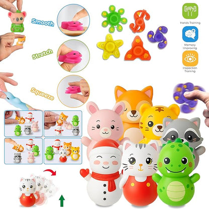 125 Pcs Party Favors Fidget Toys Pack, Randomly Selected Pop Sensory Set Gifts Stickers for Kids Adults Boy Girl Stocking Stuffers Autistic Bulk Goodie Bag Filler Treasure Box Classroom Prizes School nirvanaguru