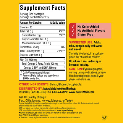 Nature Made Fish Oil Omega 3 Supplements, 1200mg Softgels, Omega 3 Fish Oil for Healthy Heart Support, 100 Softgels, 50 Day Supply Nirvana Guru