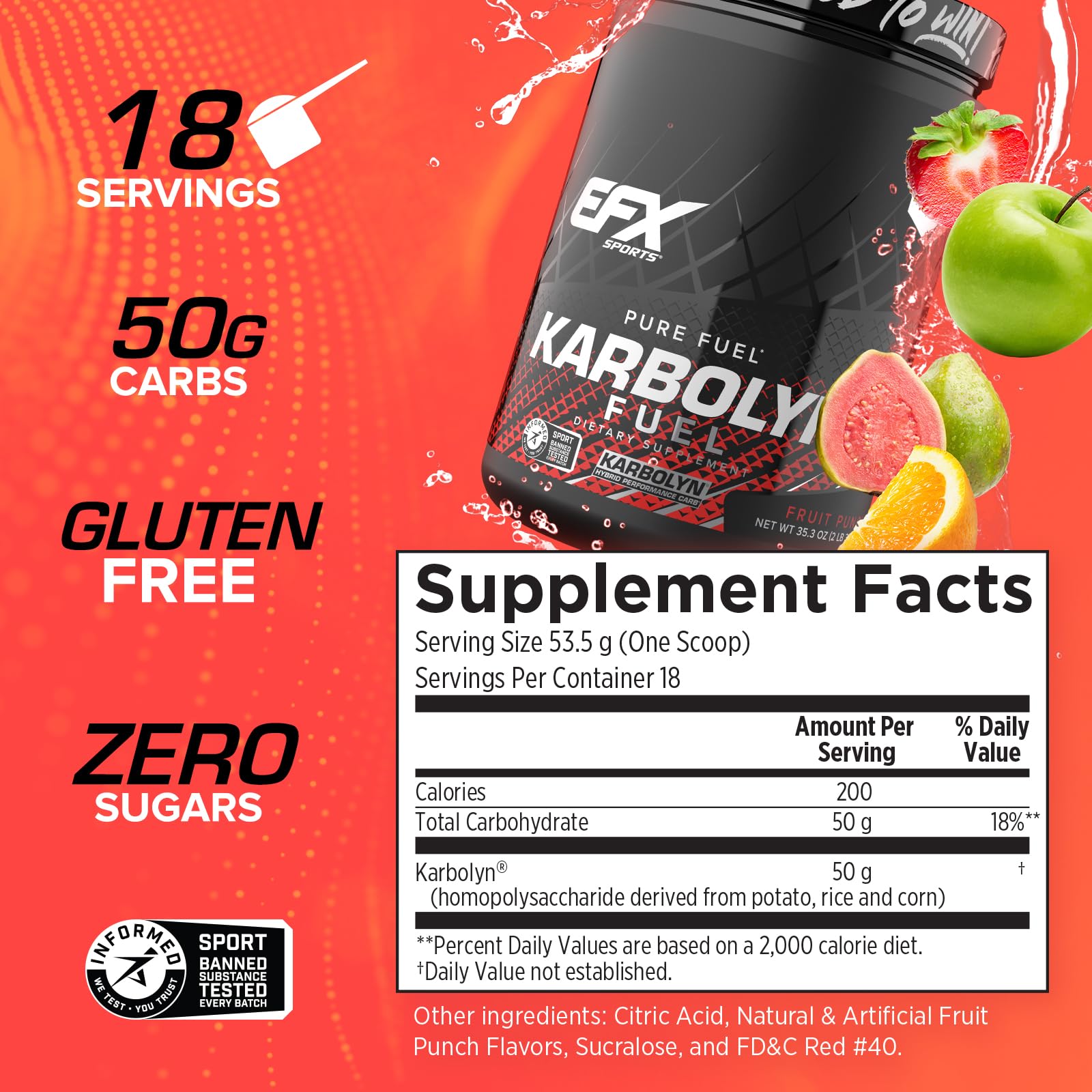 EFX Sports Karbolyn Fuel | Fast-Absorbing Carbohydrate Powder | Carb Load, Sustained Energy, Quick Recovery | Stimulant Free | 39 Servings (Neutral) Nirvana Guru
