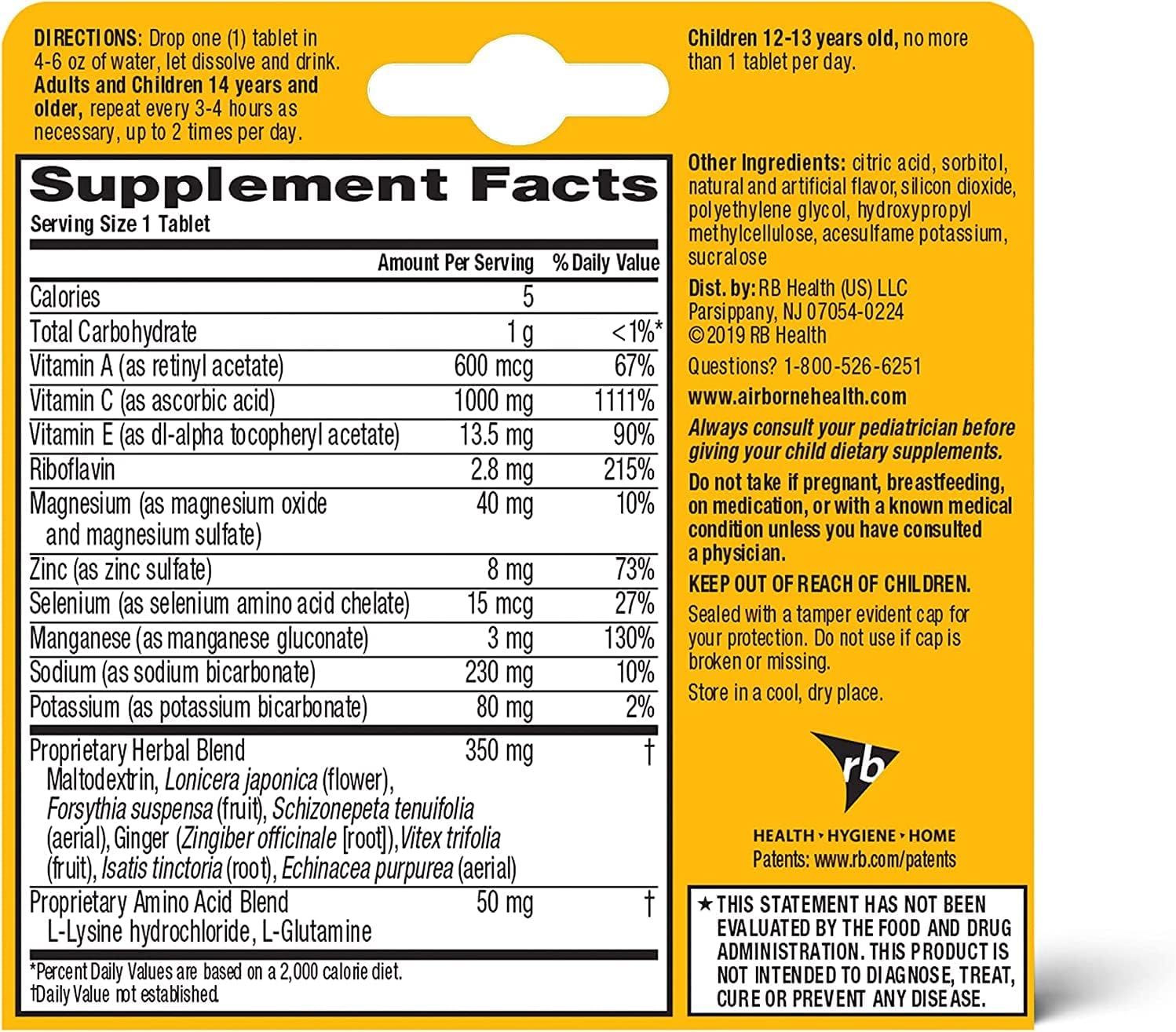 Airborne 1000mg Vitamin C with Zinc Effervescent Tablets, Immune Support Supplement with Powerful Antioxidants Vitamins A C & E - 10 Fizzy Drink Tablets, Zesty Orange Flavor (Zesty Orange (Pack of 3)) Nirvana Guru