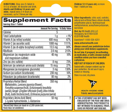 Airborne 1000mg Vitamin C with Zinc Effervescent Tablets, Immune Support Supplement with Powerful Antioxidants Vitamins A C & E - 10 Fizzy Drink Tablets, Zesty Orange Flavor (Zesty Orange (Pack of 3)) Nirvana Guru