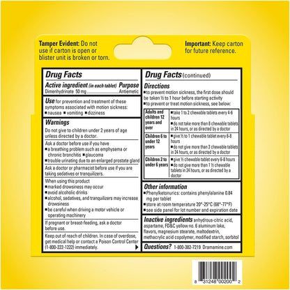 Dramamine Original, Motion Sickness Relief, 36 Count