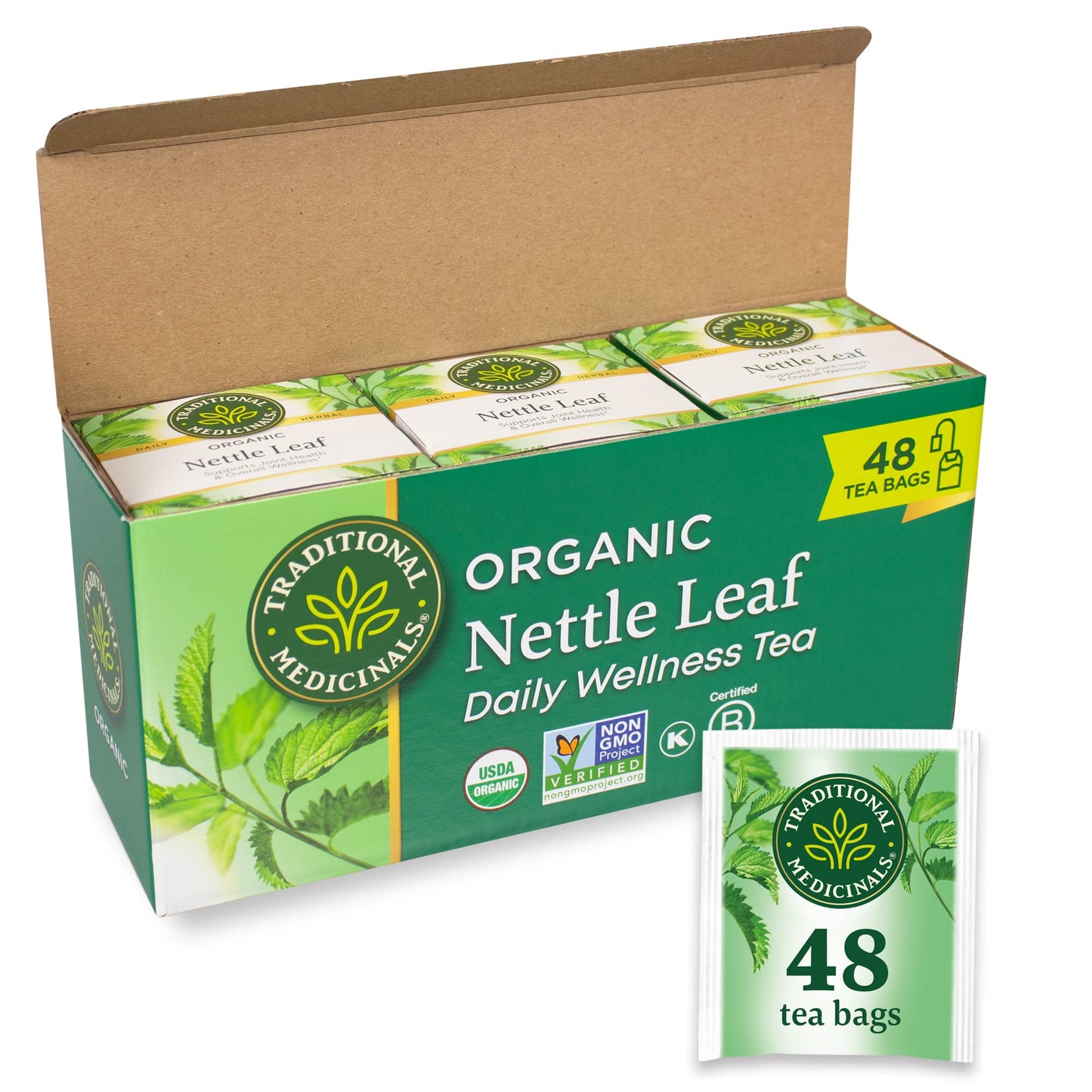 Traditional Medicinals Organic Nettle Leaf Herbal Tea, Supports Joint Health & Overall Wellness, (Pack of 1) - 16 Tea Bags - Nirvana Guru