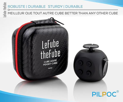 PILPOC theFube Fidget Cube – 6-Sided Infinity Stress Relief Toy for Adults & Kids | Focus & Mindfulness Aid with Silent & Audible Modes + Carry Case (Midnight) nirvanaguru