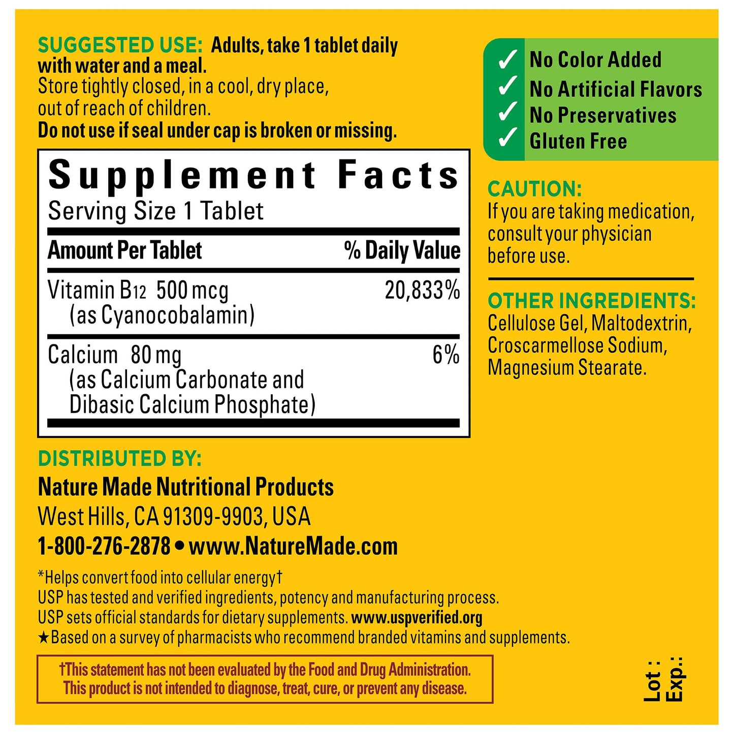 Nature Made Vitamin B12 500 mcg, Dietary Supplement for Energy Metabolism Support, 200 Tablets, 200 Day Supply - Nirvana Guru