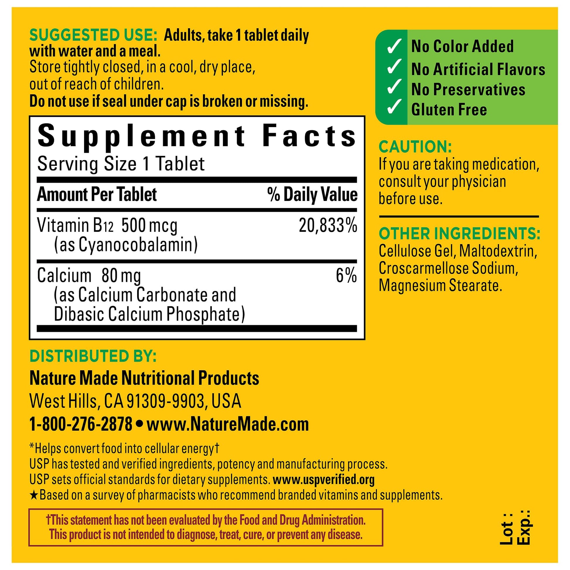 Nature Made Vitamin B12 500 mcg, Dietary Supplement for Energy Metabolism Support, 200 Tablets, 200 Day Supply - Nirvana Guru
