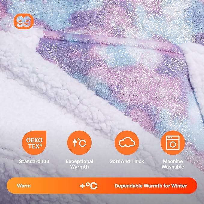 Giggling Getup Wearable Blanket Hoodie for Women and Men Sherpa Fleece Hooded Blanket Sweatshirt Warm Cozy Sherpa Wearable Throw Oversized Hoodie with Giant Pocket & Sleeves for Adult Unicorn nirvanaguru