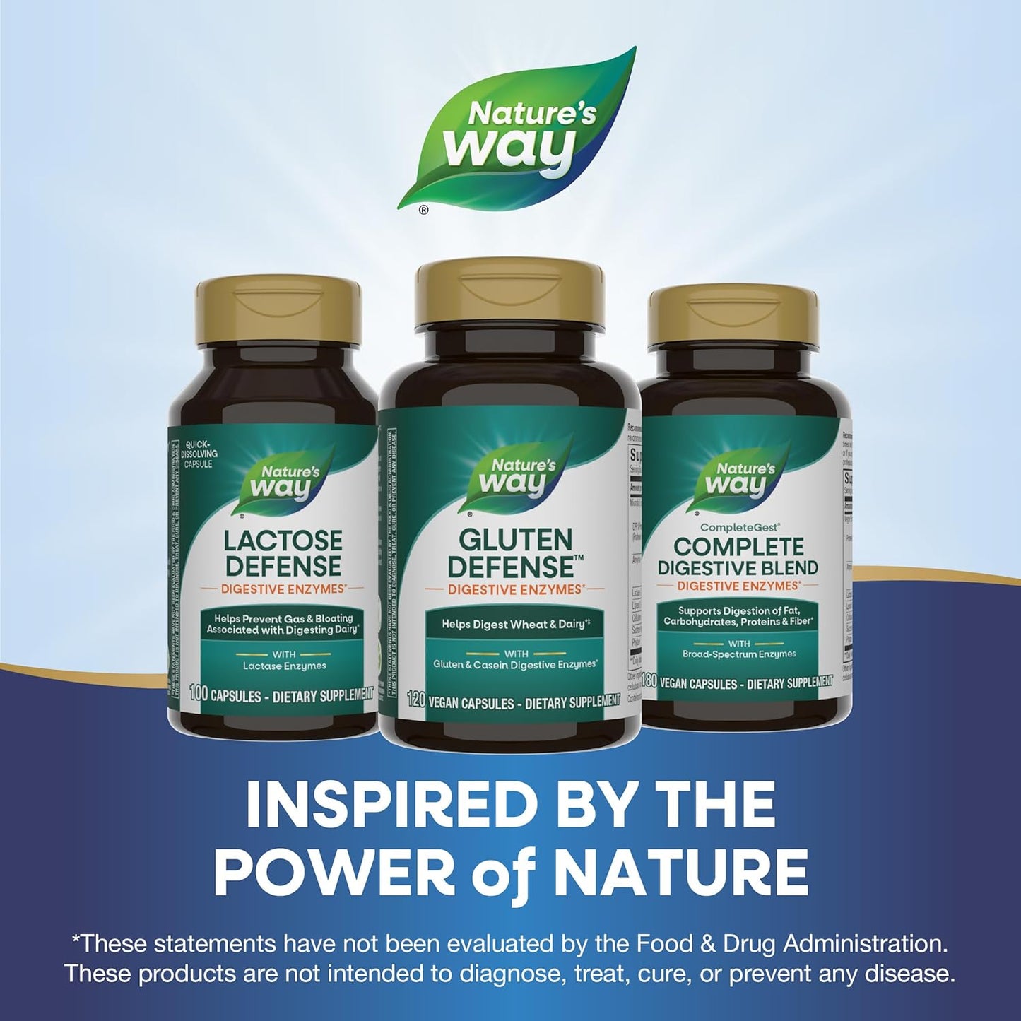 Nature's Way Gluten Defense Digestive Enzymes*, Helps Digest Wheat and Dairy(1), Gluten and Casein Digestive Enzymes*, 120 Vegan Capsules (Packaging May Vary) - Nirvana Guru
