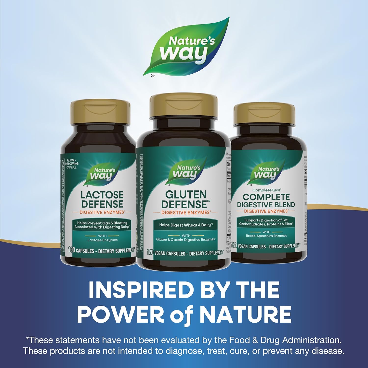 Nature's Way Gluten Defense Digestive Enzymes*, Helps Digest Wheat and Dairy(1), Gluten and Casein Digestive Enzymes*, 120 Vegan Capsules (Packaging May Vary) - Nirvana Guru