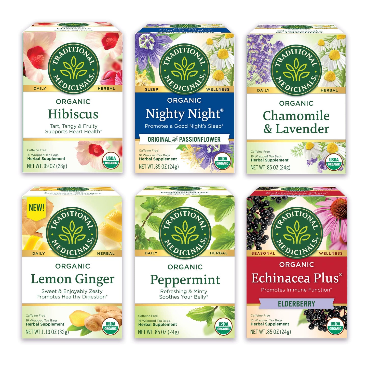 Traditional Medicinals Organic Red Clover, Caffeine Free, 16 Wrapped Tea Bags, 1.13 oz (32 g) - Nirvana Guru