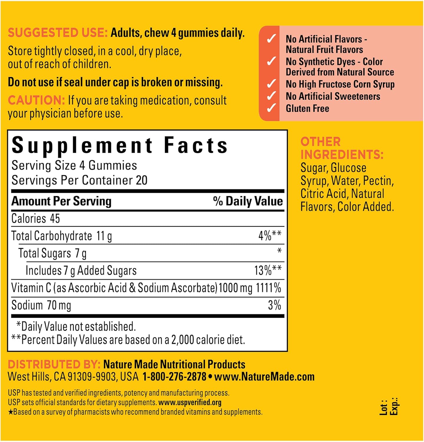Nature Made Maximum Strength Dosage Vitamin C 1000mg per Serving, Immune Support Vitamin C Gummies for Adults, 80 Vitamin C Gummies, 20 Day Supply - Nirvana Guru