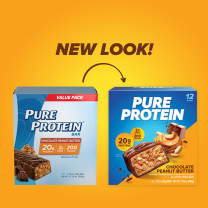 Pure Protein Bars, High Protein, Nutritious Snacks to Support Energy, Low Sugar, Gluten Free, Chocolate Deluxe, 1.76 oz., 12 Count(Pack of 1) (Packaging may vary)