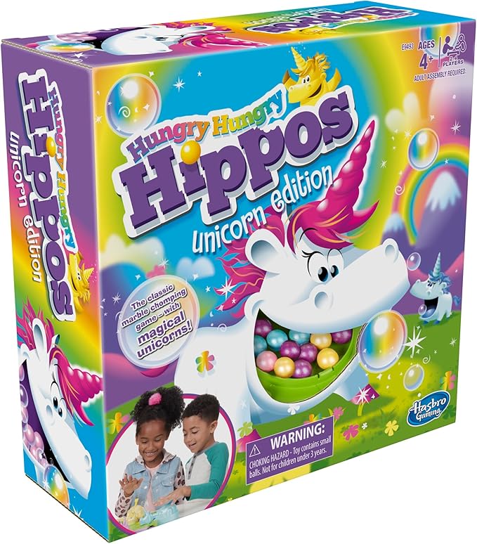 Hasbro Gaming Hungry Hippos Unicorn Edition Pre-School Board Game for Kids Ages 4 and Up; 2-4 Players (Amazon Exclusive) nirvanaguru